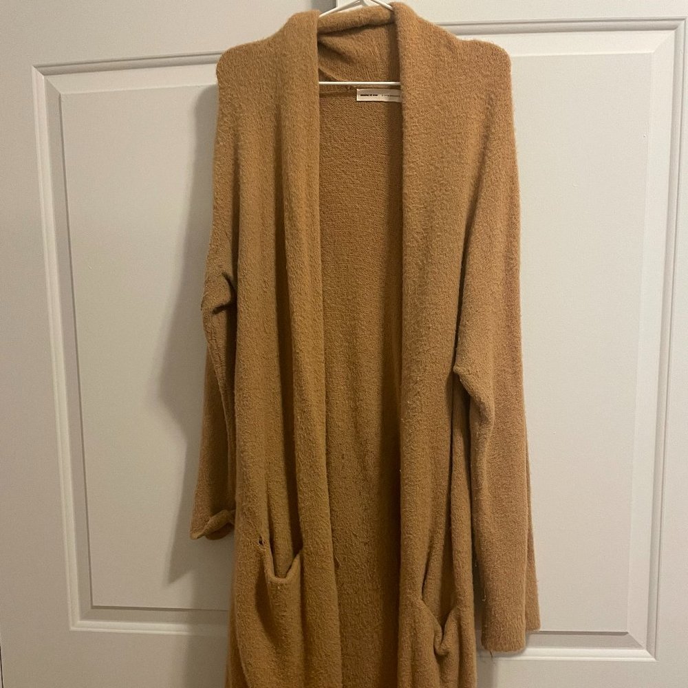 Anthropologie Sleeping On Snow Camel-Colored Midi-Length Cardigan
